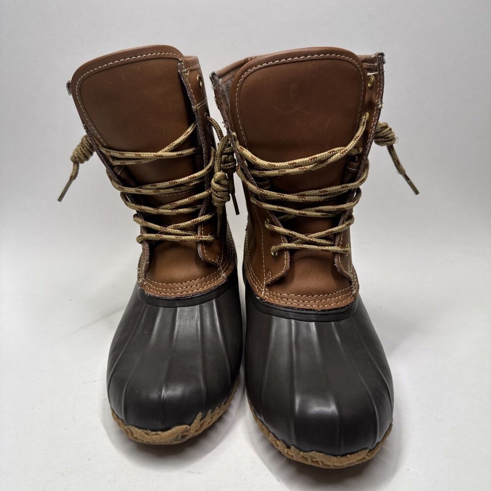 Khombu Letty Duck Boots Women’s 6M Brown Black Waterproof Winter Lace Up
